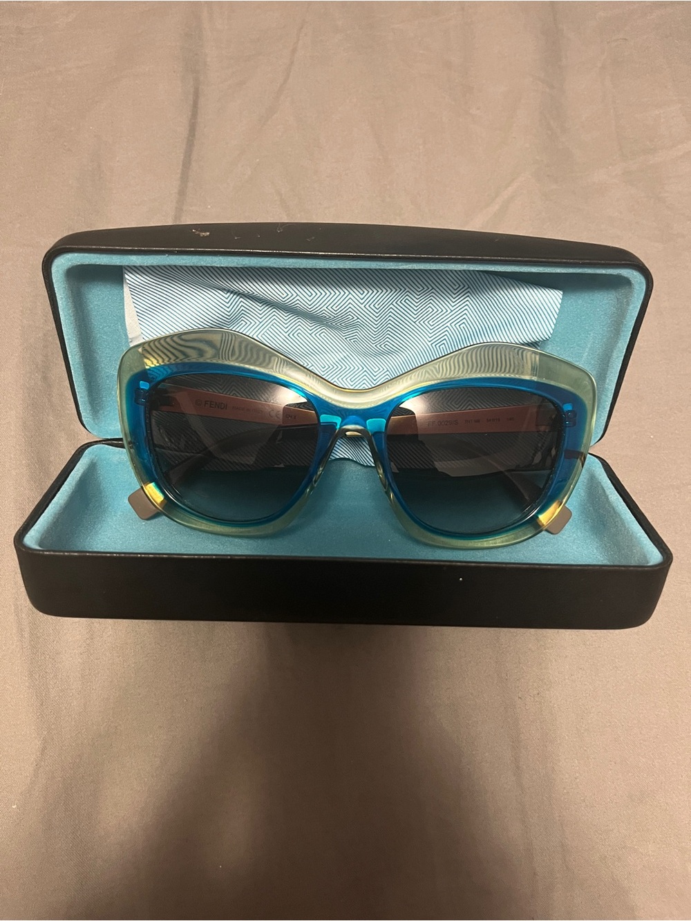 Fendi Two-Tone Blue and Green Cat-Eye Sunglasses
